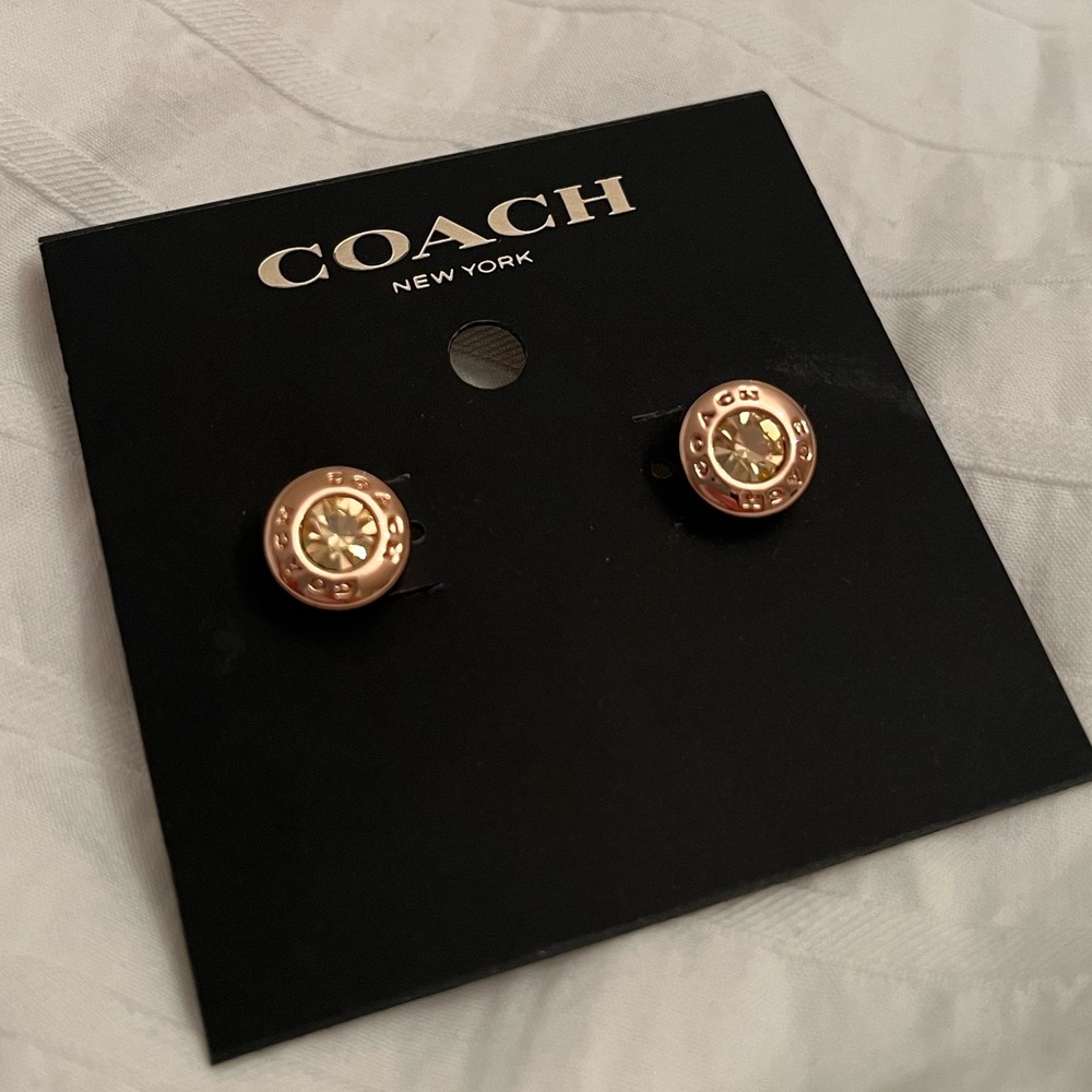 Coach rose gold gem studs